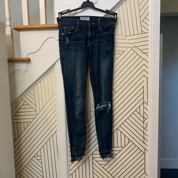 Frame Distressed Le Skinny De Jeanne Jeans - Picture 8 of 8